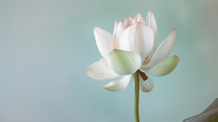 Minimalist Lotus flower on a pale green background 300 DPI
