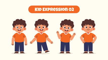 Boy Kid in Various Expressions and Gesture