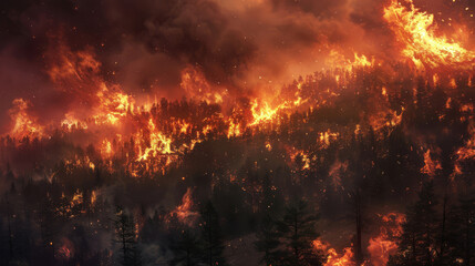 Fototapeta na wymiar Wildfire spreading across continents, surreal,