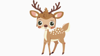 Cartoon cute little deer on white background flat vector
