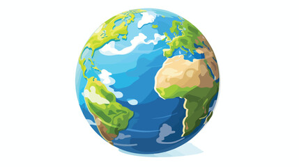 Cartoon planet Earth 3d vector icon on white Background