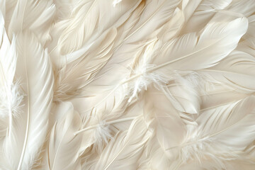 A close up of white feathers, with some of them being slightly darker in color