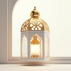 Obraz premium Eid mubarak and ramadan kareem greetings with islamic lantern and mosque. Eid al fitr background