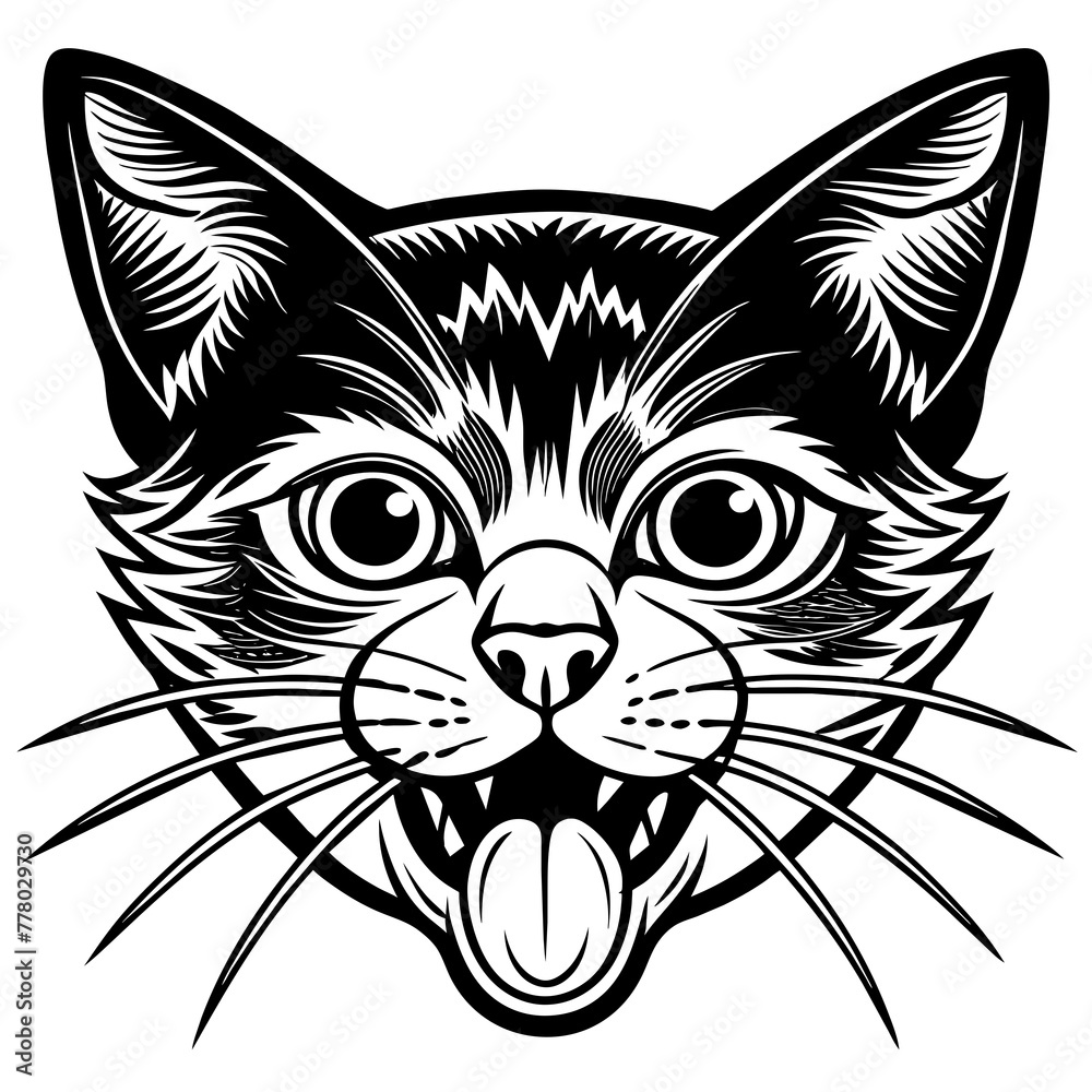 Sticker black and white cat