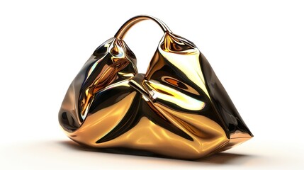 elegant golden handbag in shiny fabric