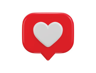 3d Love chat with heart icon concept on social media like icon 3d render