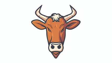 Cow Head Logo Design Vector Illustration flat vector