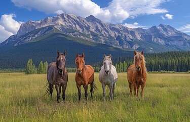 Equine companions amidst the Rocky Mountains,
