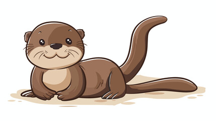 Cute funny otter. Vector illustration in hand drawn