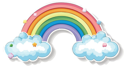 Cute half circle rainbow with cloud sticker