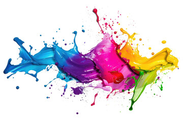 multicolored liquid color splash isolated on white or transparent png