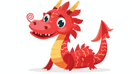 Cute red chinese dragon vector character isolated