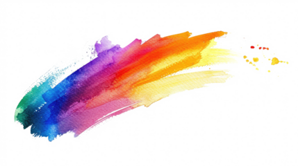 rainbow colored gradient watercolor paint brush stroke isolated on white or transparent png