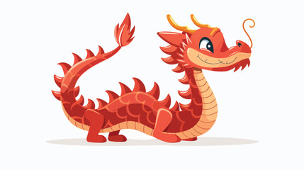 Cute red chinese dragon vector character isolated