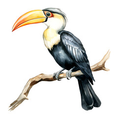 Obraz premium beautiful colors hornbill clipart, watercolor.
