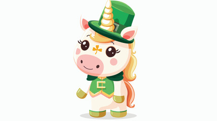 Cute unicorn with St. Patricks Day costume mascot 