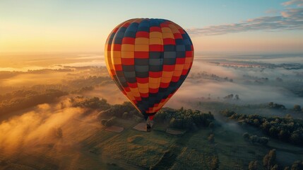 Obraz premium Hot Air Balloon Soaring Above Clouds