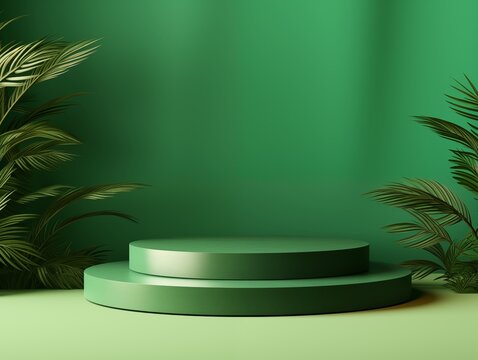 Mockup Modern green Display, Tropic Plant Background