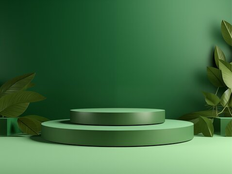 Mockup Modern green Display, Tropic Plant Background