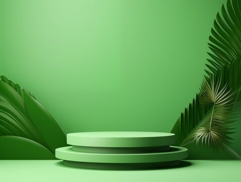 Mockup Modern green Display, Tropic Plant Background