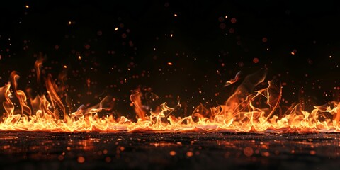 Fototapeta na wymiar Intense Flames Dancing on a Dark Background. Generative ai
