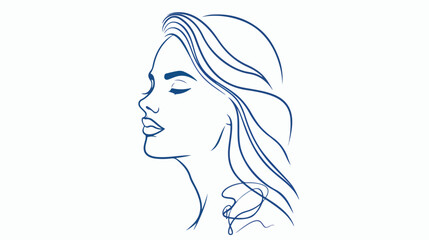 Elegant female head line icon on white background