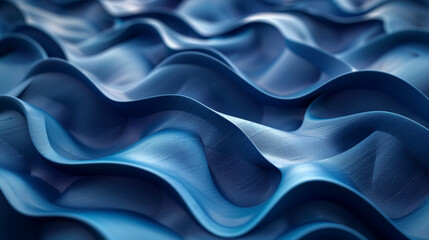 Obraz premium Three dimensional render of blue wavy pattern.
