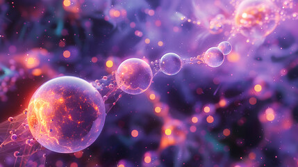 molecules which connect themselves to earth and planets - obrazy, fototapety, plakaty