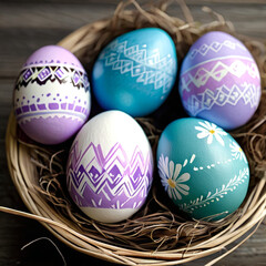 easter eggs in a basket