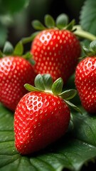 Strawberry. Fresh organic berries macro. Fruit background