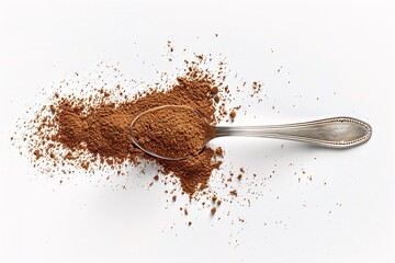 a spoon with brown powder on it
