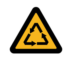 Obraz premium Rounded triangle shape hazard warning sign with arrow symbol. Vector illustration.