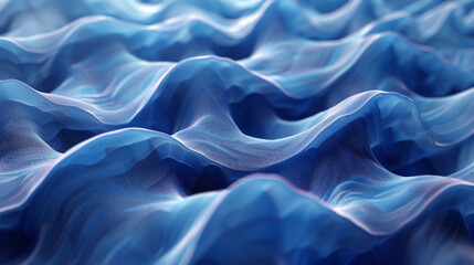 Three dimensional render of blue wavy pattern.