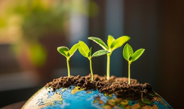 Green shoots symbolizing eco-friendly business growth, Sustainability Seedlings promotes sustainable practices globally