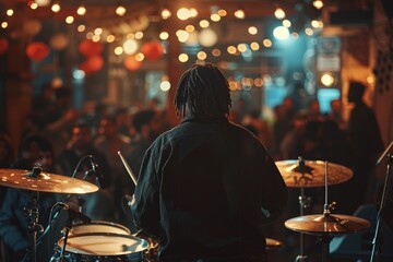 Drummer Performing Live on Stage
