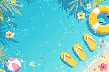 Fototapeta na wymiar summer background with beach illustrations