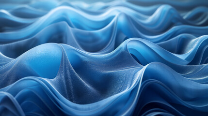 Fototapeta premium Three dimensional render of blue wavy pattern.