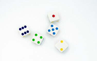 Colorful dice scattered