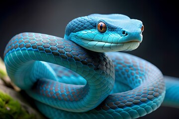 blue viper snake in the forest 