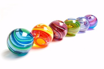 a row of colorful marbles - obrazy, fototapety, plakaty