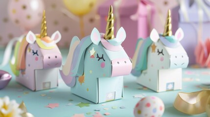 Mini Milk Carton Gift Box with an adorable unicorn for Easter.