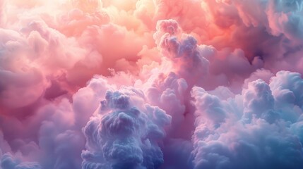 Soft,  ethereal clouds of pastel colors floating in a dreamy abstract composition