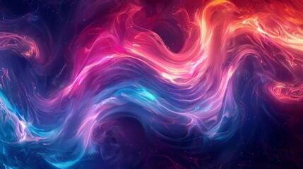 Obraz premium Vibrant swirls of neon colors blending together in an abstract pattern against a dark background