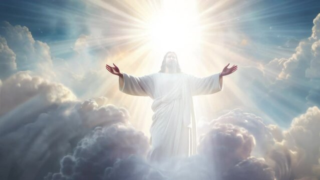 Jesus Rising to Heaven in a Glorious Shining Animation