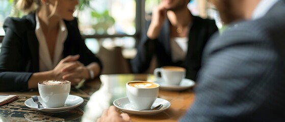 Intimate Cafe Gathering of Professionals Discussing Business