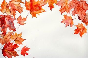 Watercolor maple leaves corners for fall festival cards,