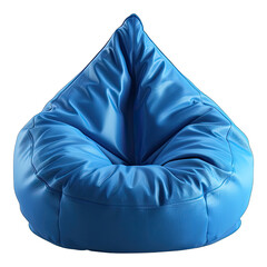 Blue bean bag armchair isolated on white background