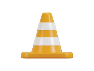 3d traffic cone icon concept on traffic safety rubber road cone striped warning road barrier icon 3d render