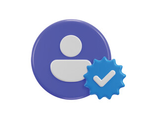 3d user account blue mark icon concept of user verified icon vector illustration