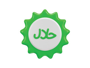 green halal badge icon 3d render